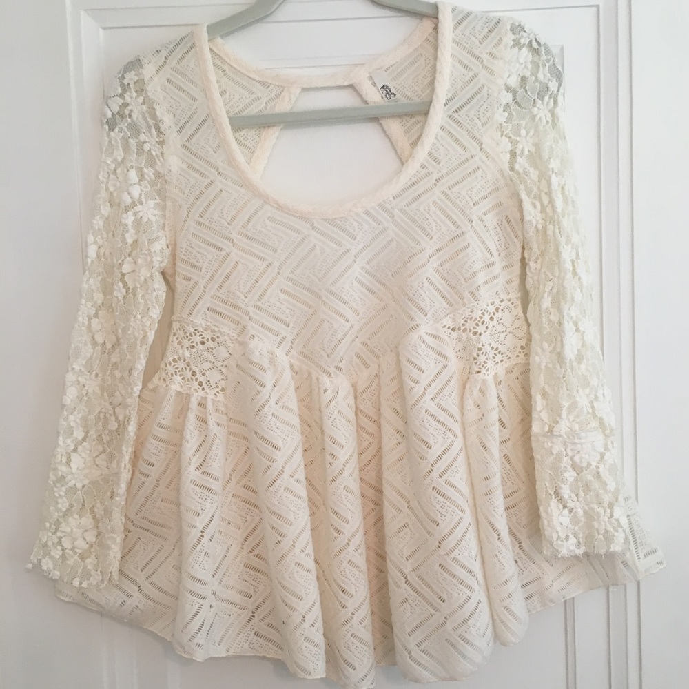 Free People Lace Peplum Top